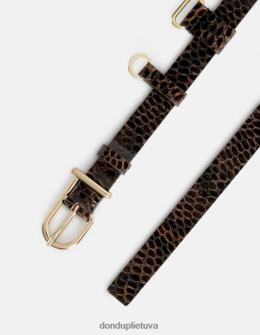priedai DONDUP Python-print efekto odinis diržas cioccolato moterys 2Z0BX473