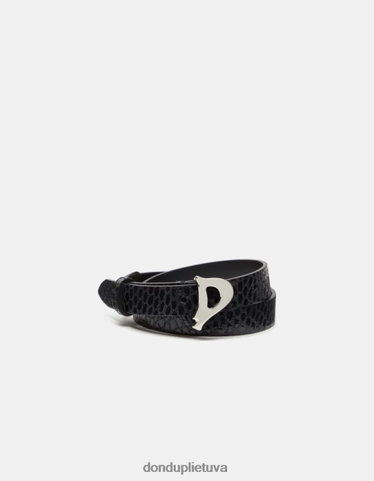 priedai DONDUP Python-print efekto odinis diržas juodas moterys 2Z0BX483